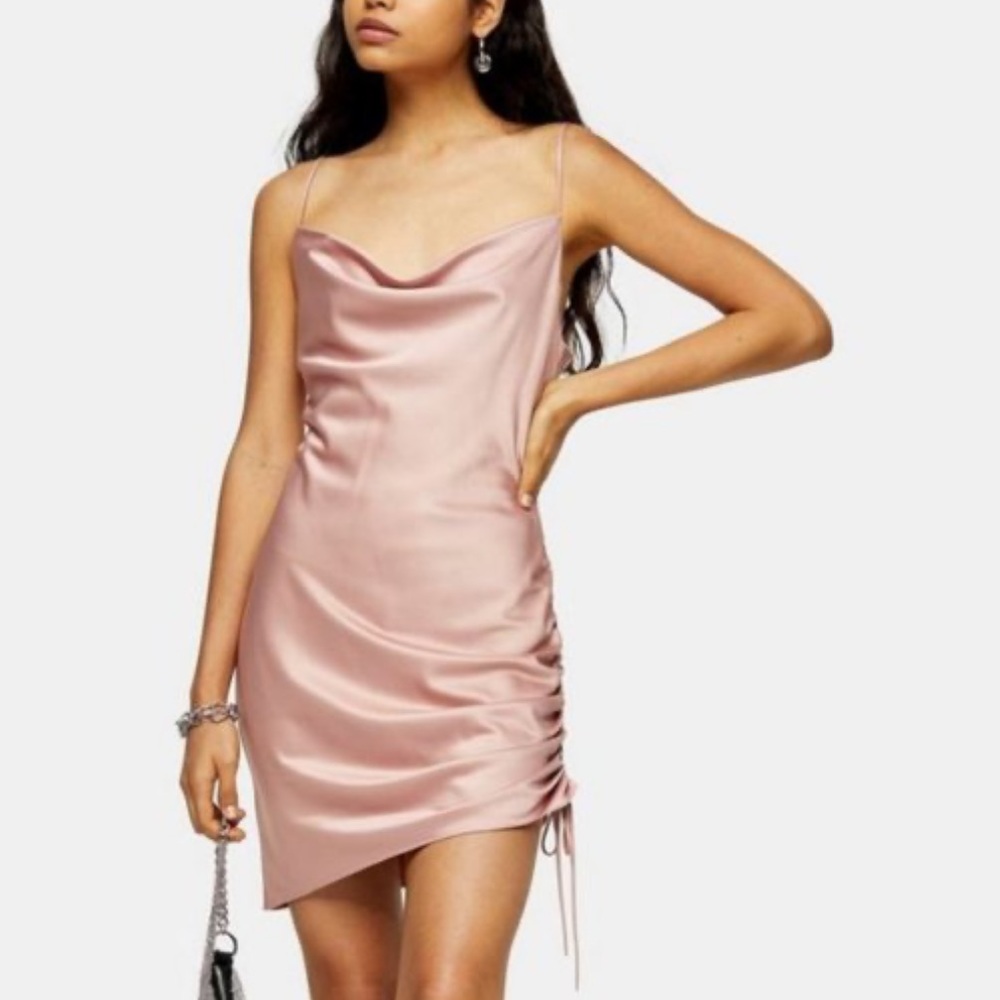 Top shop pink champagne satin dress